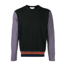 画像1: M A R N I 18AW CONTRAST SLEEVE SWEATER BLACK (1)