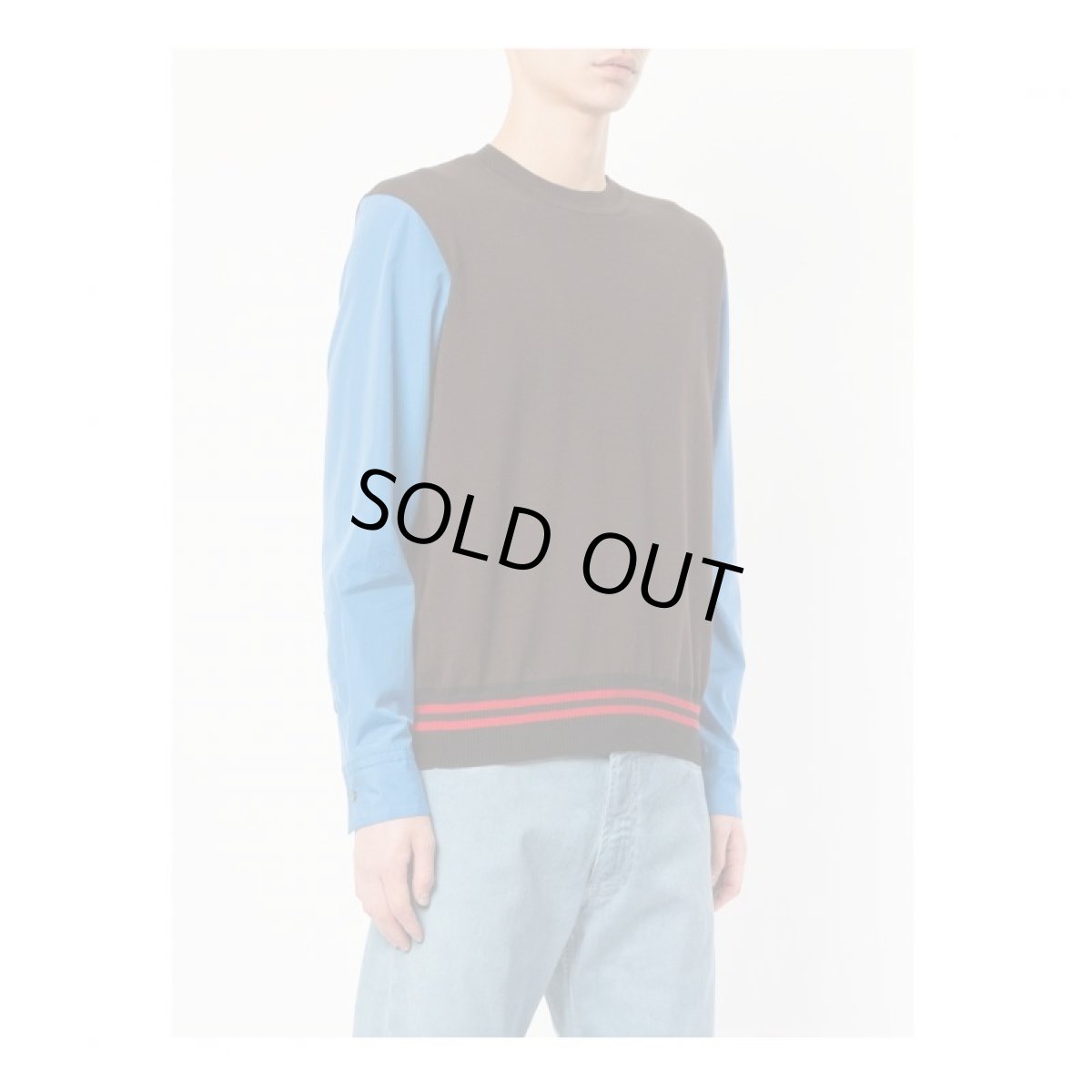 画像2: M A R N I 18AW CONTRAST SLEEVE SWEATER BROWN (2)