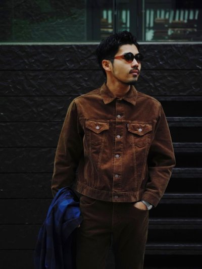 画像1: VINTAGE STRETCH CORDUROY JACKET BROWN