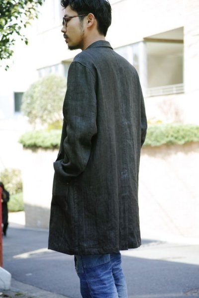 画像3: LINEN SUMIZOME ATELIER COAT CHARCOAL GRAY