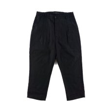 画像1: PURE BLACK LINEN BIG SILHOUETTE PANTS (1)