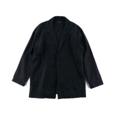 画像1: PURE BLACK LINEN BIG SILHOUETTE JACKET (1)