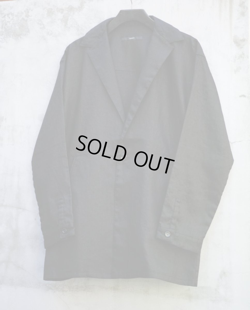 画像8: PURE BLACK LINEN BIG SILHOUETTE JACKET (8)