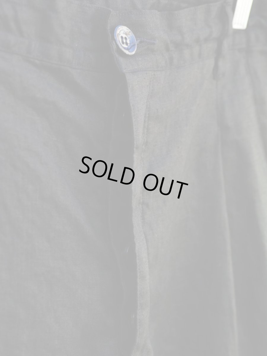 画像9: PURE BLACK LINEN BIG SILHOUETTE PANTS (9)