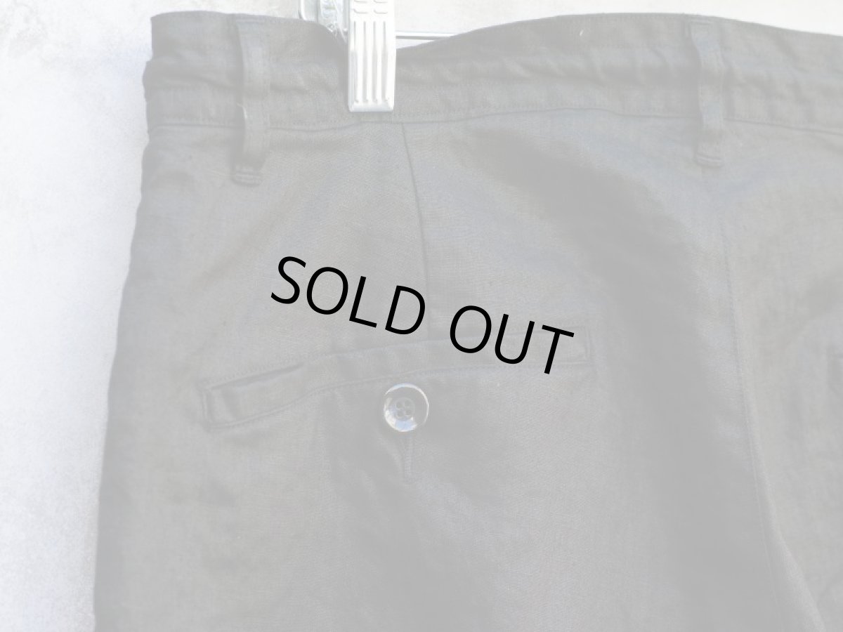画像10: PURE BLACK LINEN BIG SILHOUETTE PANTS (10)