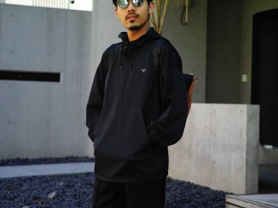 画像1: PULLOVER TRACK PARKA　BLACK