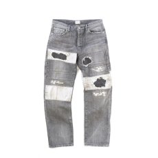 画像1: ＜限定商品＞VARDE77" BLACK" PATCHWORK DAMAGE DENIM　PANTS (1)