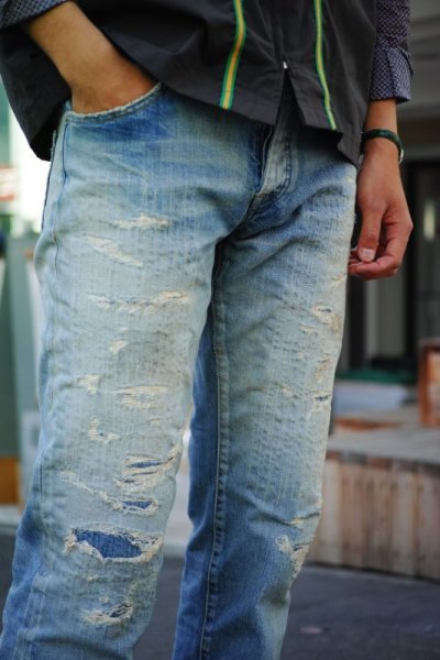 画像2: MODERATE DAMAGE&REPAIR DENIM PANTS