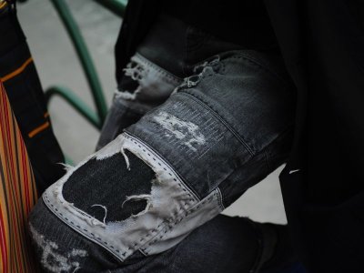 画像3: ＜限定商品＞VARDE77" BLACK" PATCHWORK DAMAGE DENIM　PANTS