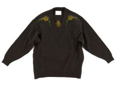 画像1: VARDE77 FLORAL DECORATION MOHAIR KNIT DARK BROWN (1)