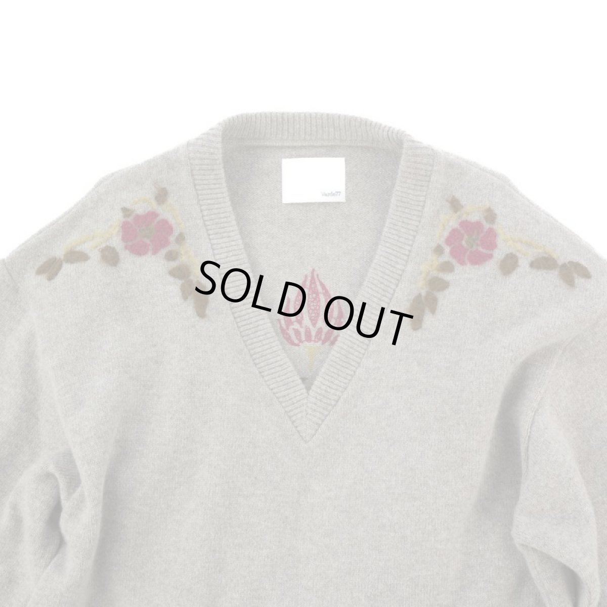 画像2: VARDE77 FLORAL DECORATION MOHAIR KNIT GRAY BEIGE (2)