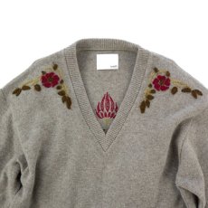 画像2: VARDE77 FLORAL DECORATION MOHAIR KNIT GRAY BEIGE (2)