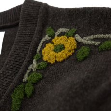 画像3: VARDE77 FLORAL DECORATION MOHAIR KNIT DARK BROWN (3)