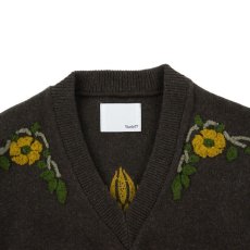 画像2: VARDE77 FLORAL DECORATION MOHAIR KNIT DARK BROWN (2)