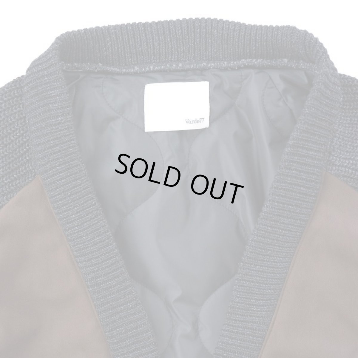 画像2: VARDE77  POLYNUBUCK&COTTON KNIT CARDIGAN BLACK BROWN (2)