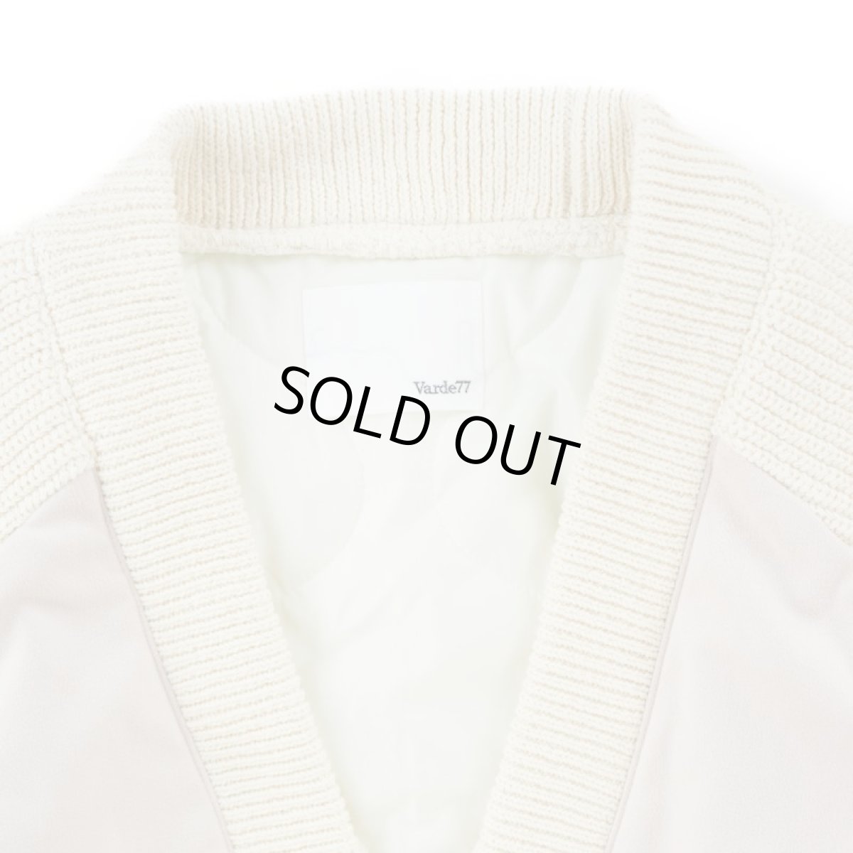 画像2: VARDE77  POLYNUBUCK&COTTON KNIT CARDIGAN WHITE IVORY (2)