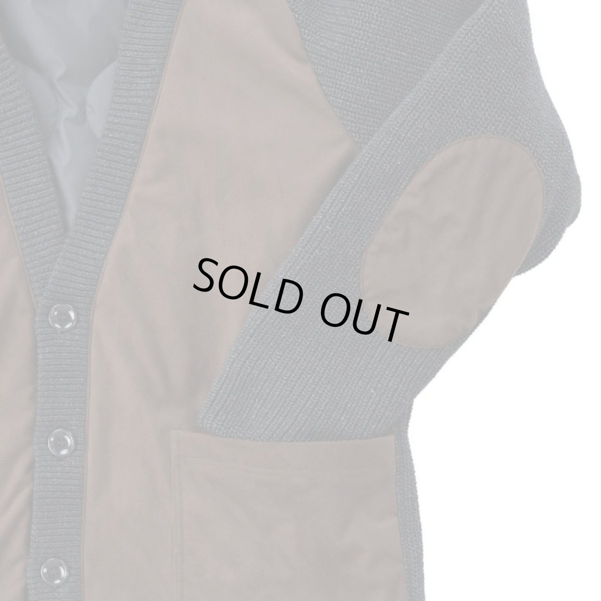 画像5: VARDE77  POLYNUBUCK&COTTON KNIT CARDIGAN BLACK BROWN (5)