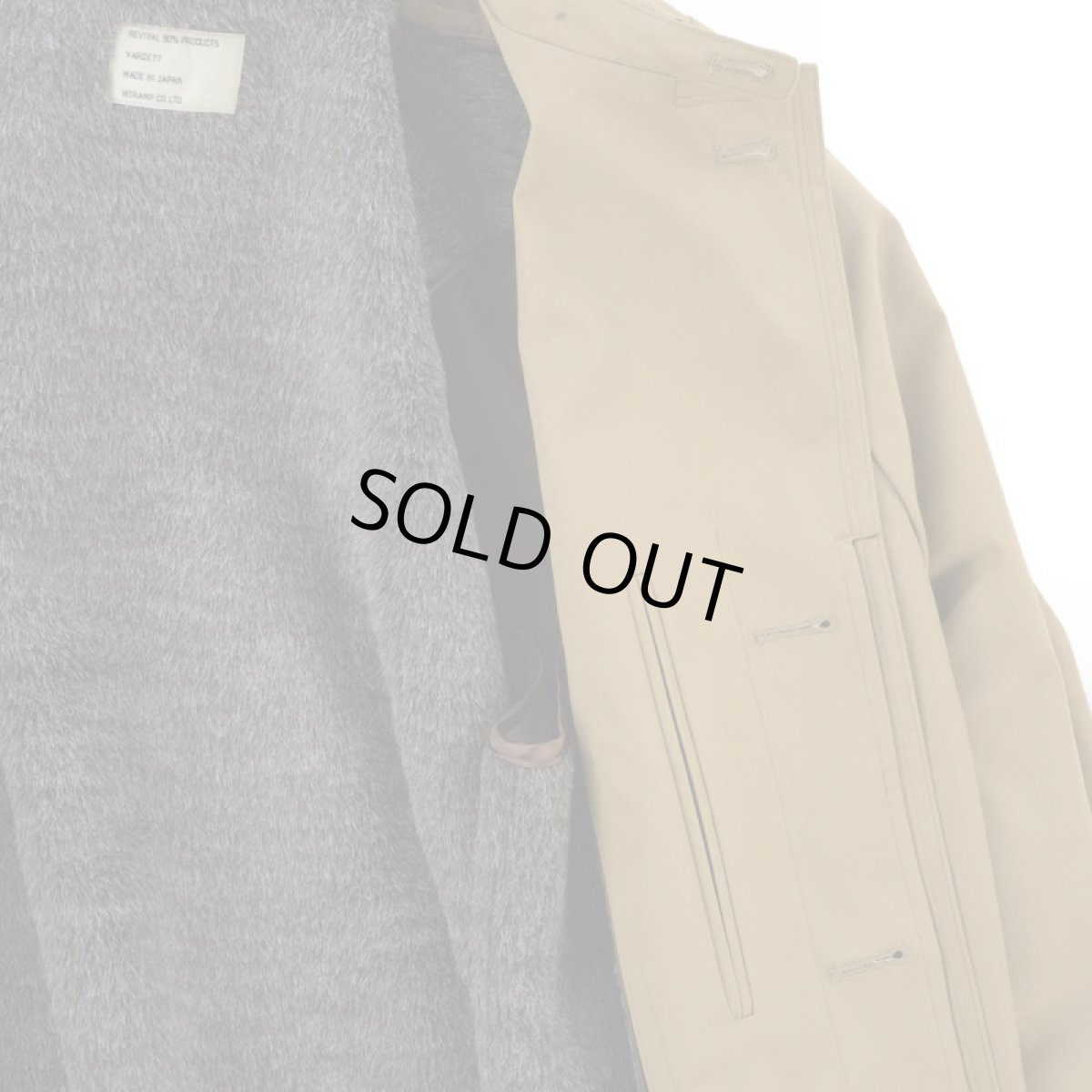 画像8: VARDE77 VINTAGE STAND-FALL COLLAR COAT WITH LINER BEIGE (8)