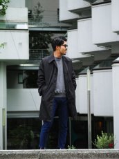 画像13: VARDE77 VINTAGE STAND-FALL COLLAR COAT WITH LINER BLACK (13)