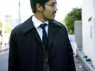 画像2: VARDE77 VINTAGE STAND-FALL COLLAR COAT WITH LINER BLACK