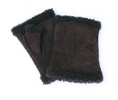 画像1: OPEN FINGER MOUTON GLOVE　BROWN　made in italy (1)