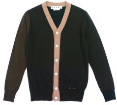 画像1: M A R N I  COLOR BLOCK CARDIGAN BROWN (1)