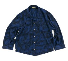 画像1: VARDE77 POLY ALOHA LONG SLEEVE SHIRTS NAVY (1)