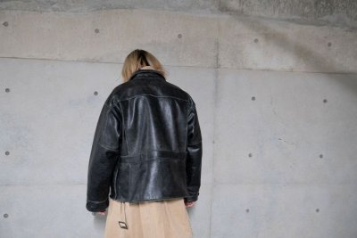 画像2: Crack leather double wide jacket
