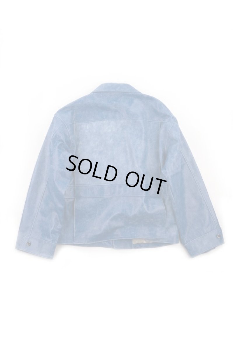 画像5: Crack NAVY leather double wide jacket (5)