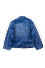 画像5: Crack NAVY leather double wide jacket (5)