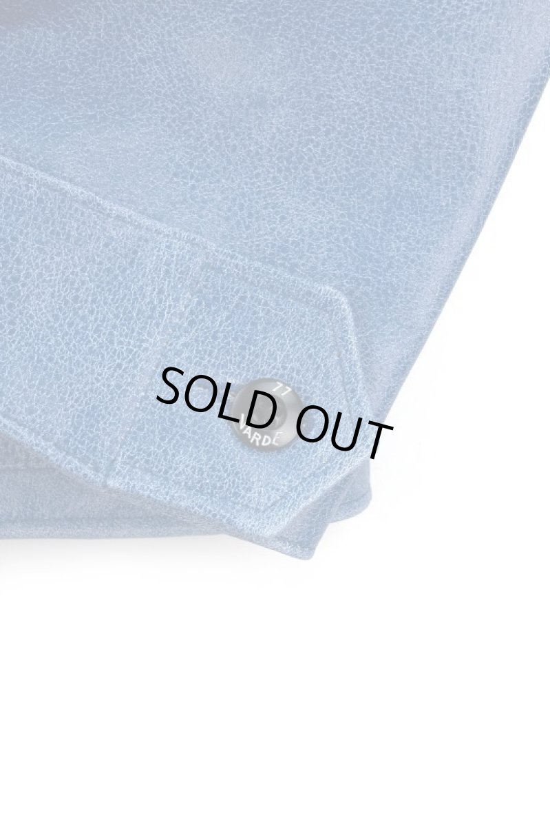 画像4: Crack NAVY leather double wide jacket (4)