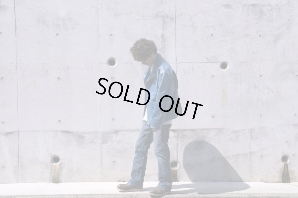 画像6: Crack NAVY leather double wide jacket (6)