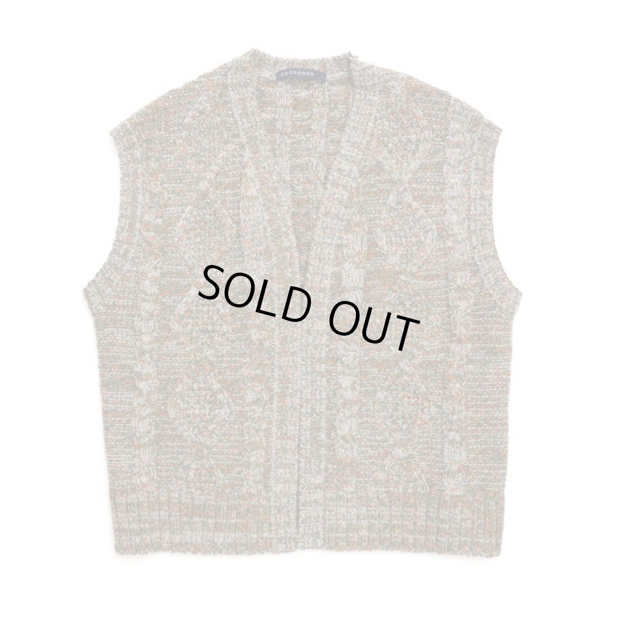 画像1: COGNOMEN 11 COLOUR ARAN KNIT VEST GREEN (1)