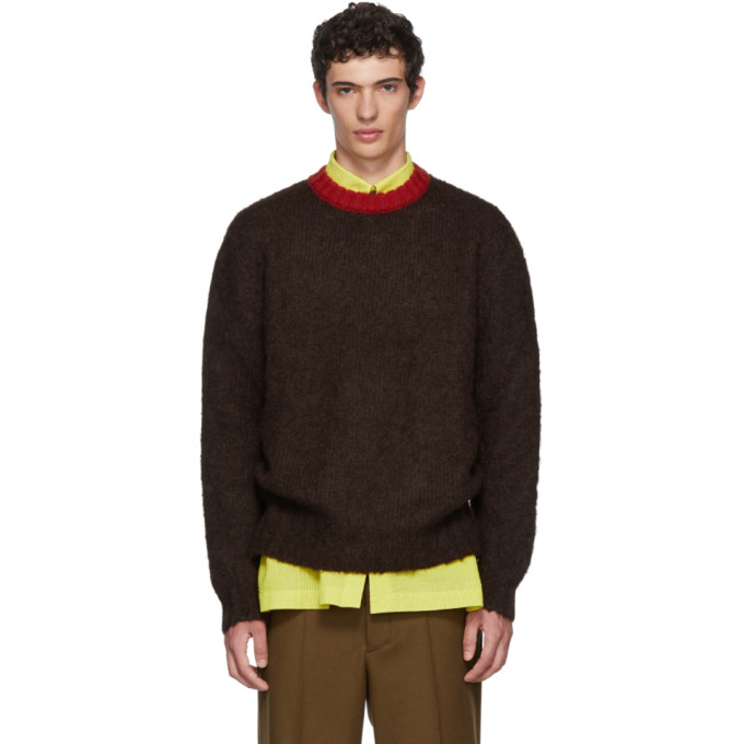 M A R N I 18AW CREW NECK KNIT BROWN - HOMEDICT